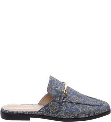 Mule Mocassim Estampado Azul