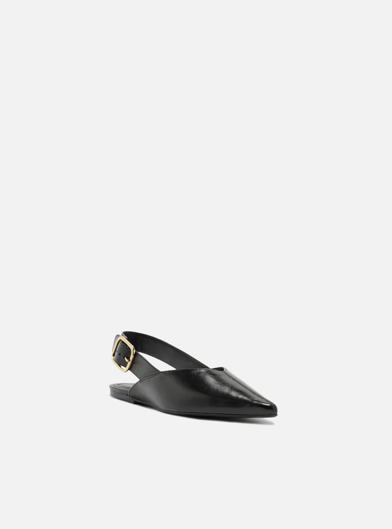 Sapatilha Preta Couro Slingback Fivela — foto 2