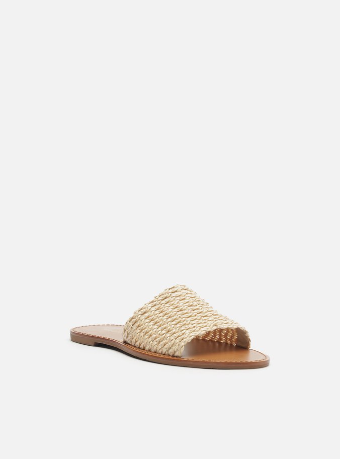Sandália Off-White Trançada Salto Rasteiro