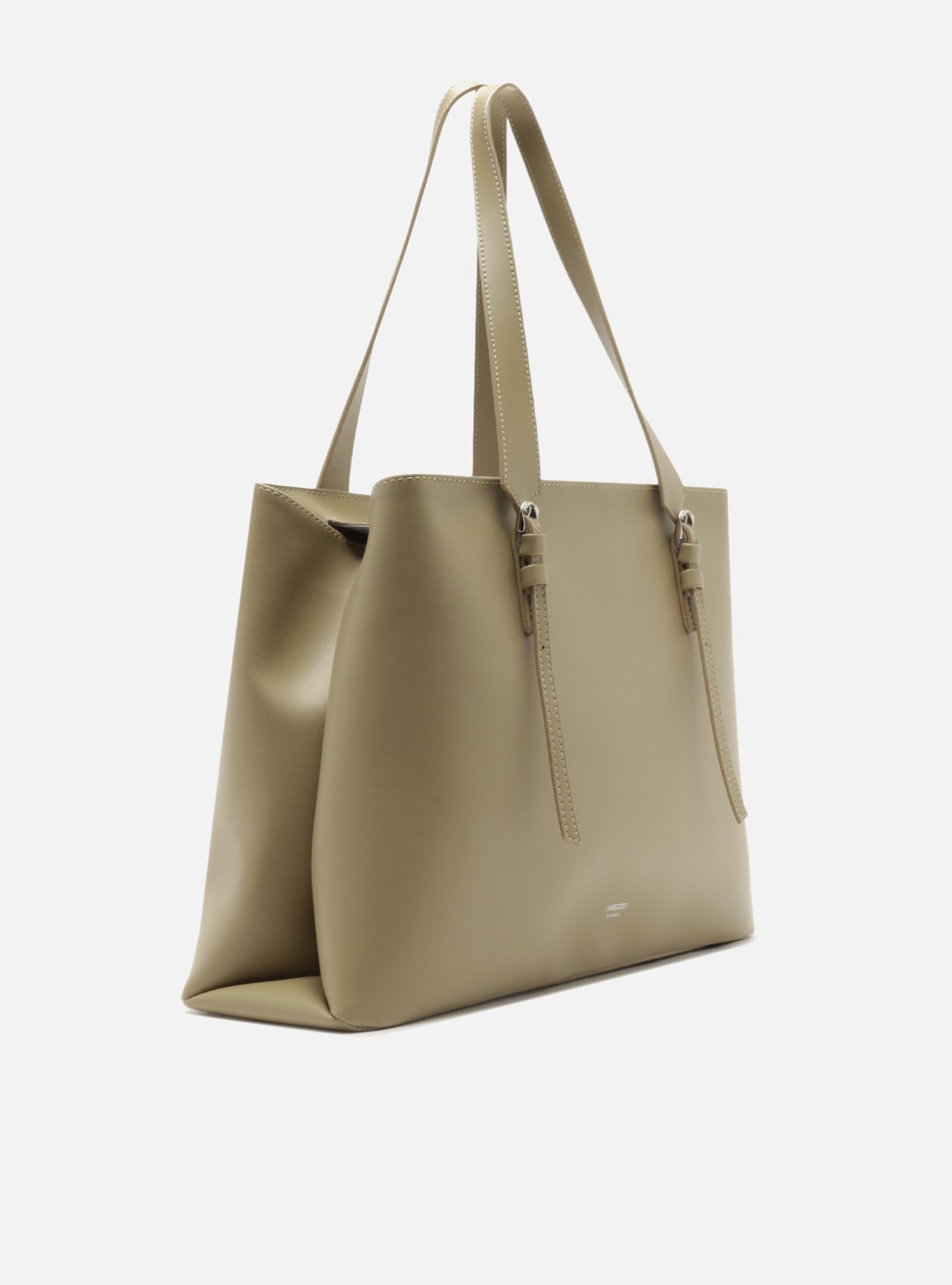 Bolsa Bege Couro Grande Metais — foto 5