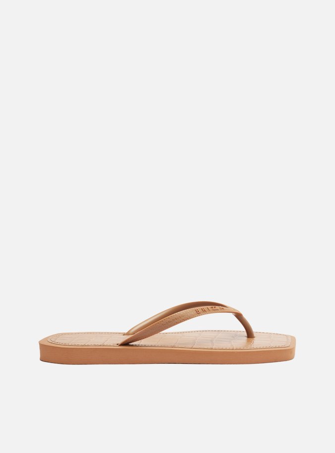 Chinelo de Dedo Marrom Square Palmilha Croco