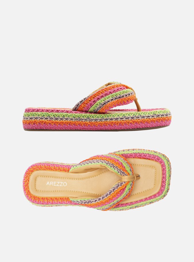 Sandália Colorida Crochê Flatform Flip Flop
