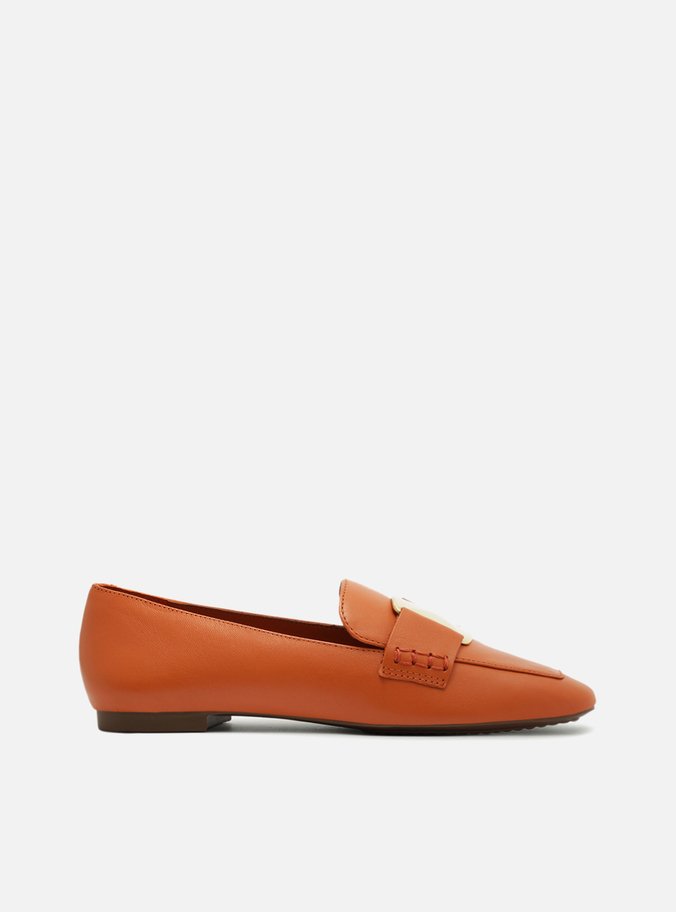Mocassim Laranja Bico Quadrado