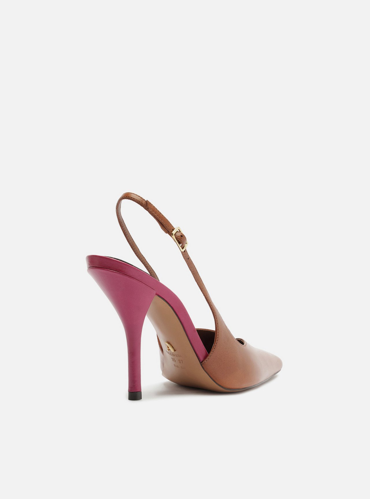 Scarpin Marrom Couro Salto Fino Slingback — foto 3