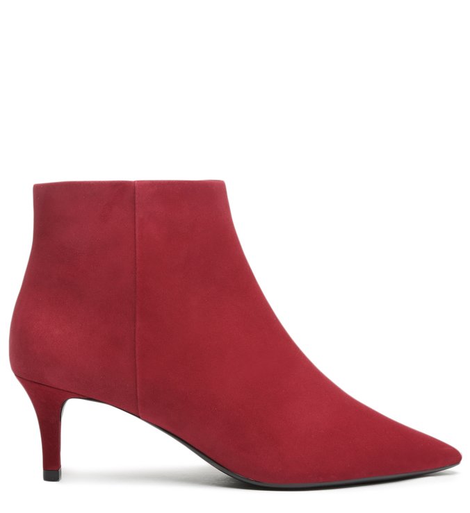 Bota Vermelha Nobuck Cano Curto Salto Fino