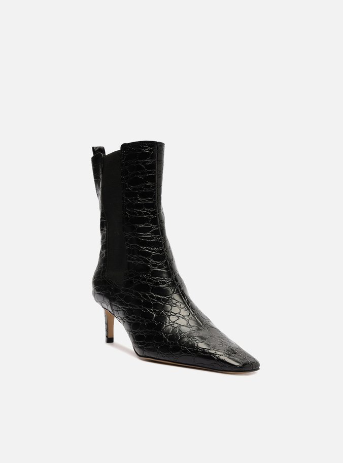 Bota Preta Cano Médio Salto Alto Fino