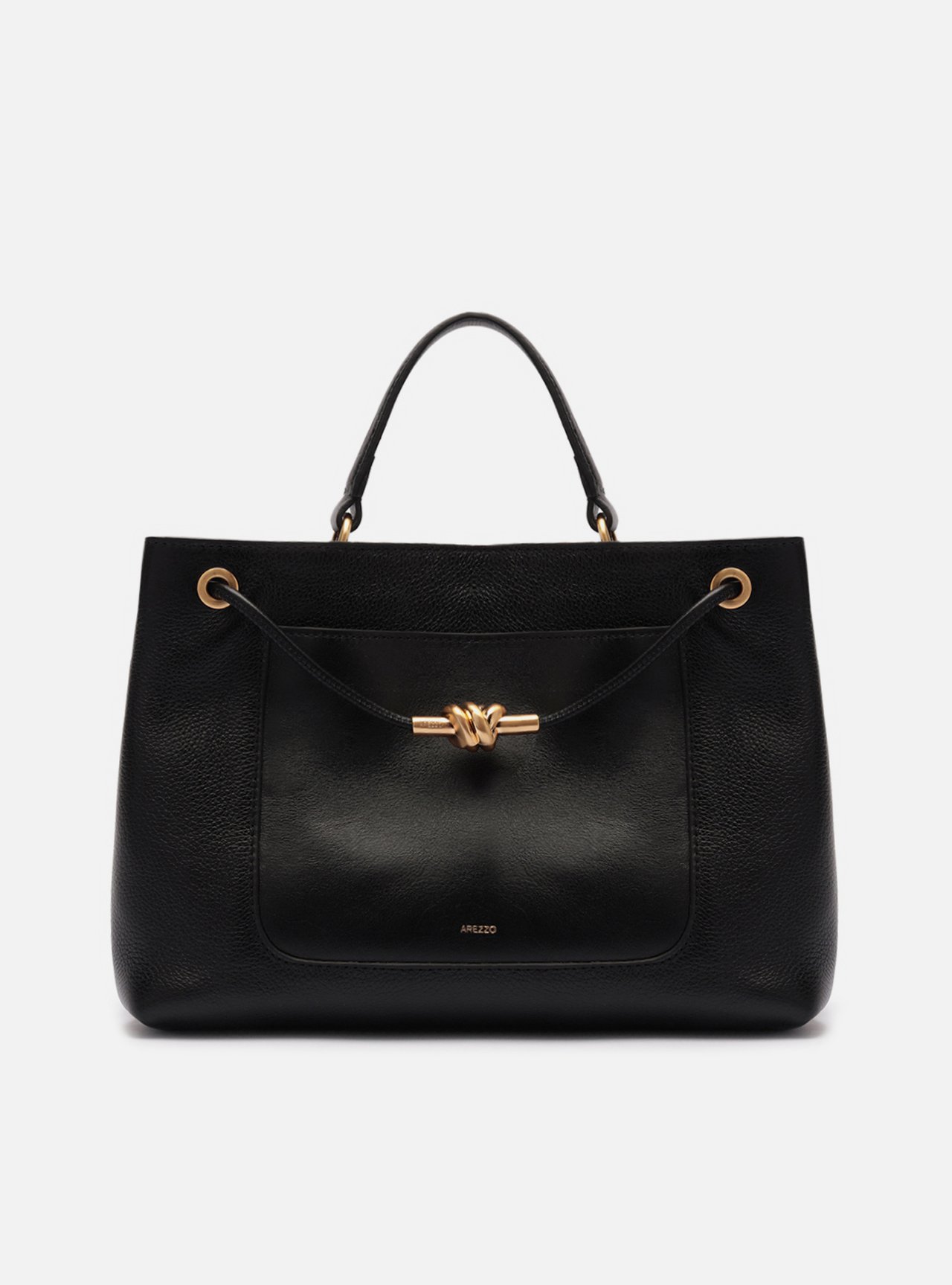 Bolsa Tote Preta Couro Helena Grande Nó — foto 1