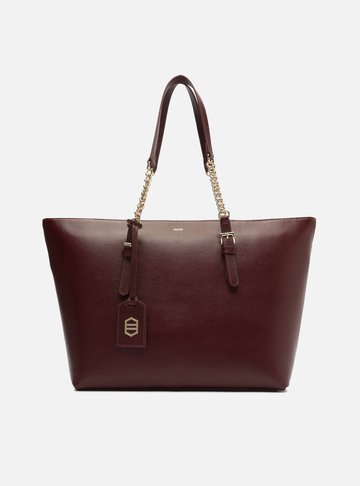 Bolsa Shopping Vinho Couro Grande Alça Corrente