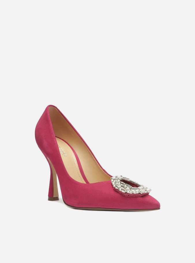 Scarpin Rosa Nobuck Bico Fino Pedraria