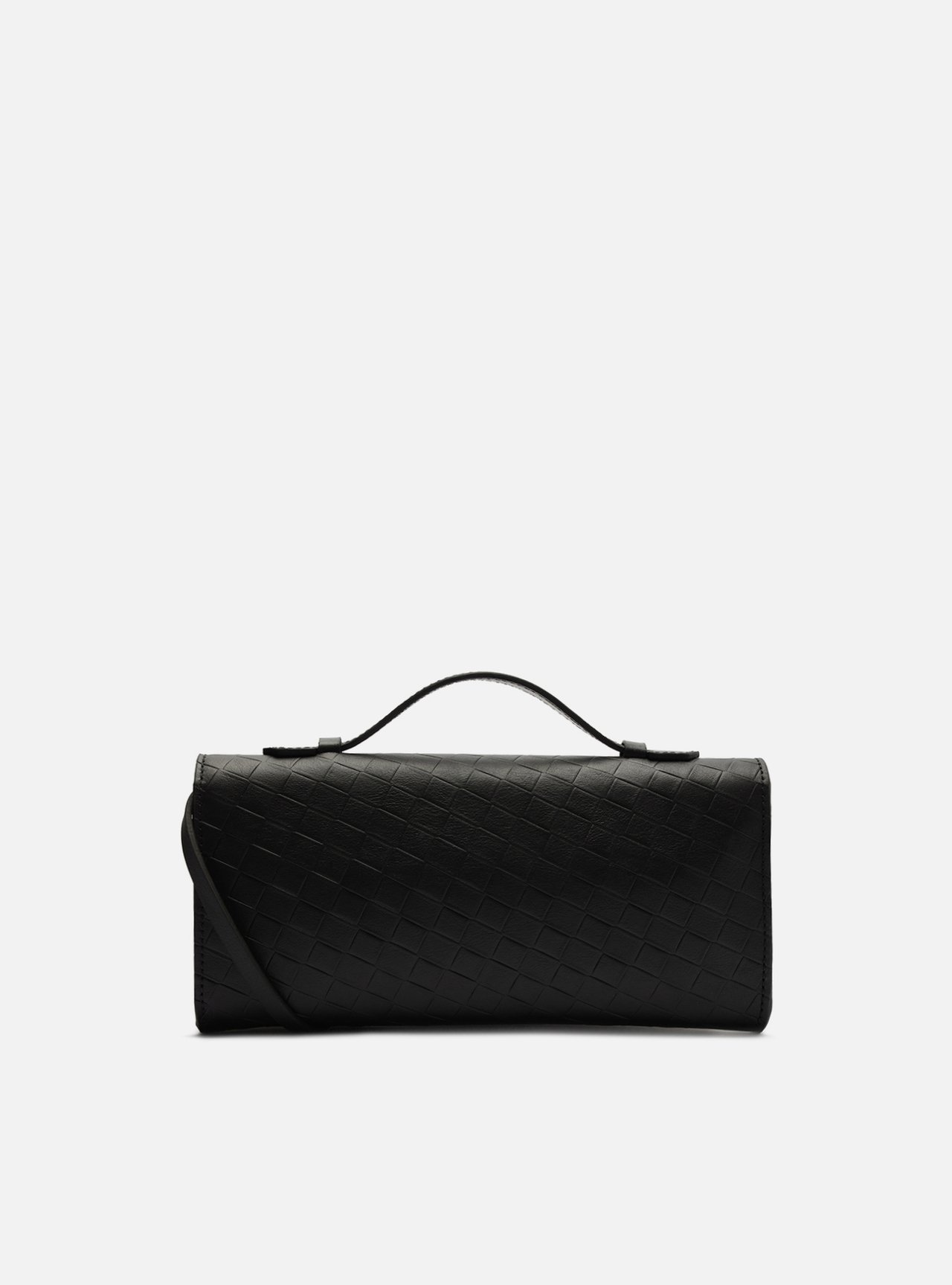 Bolsa Tiracolo Preta Couro Tressê Média Metal — foto 3