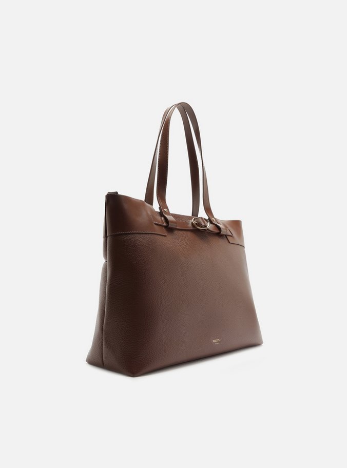 Bolsa Shopping Marrom Grande Tira Afivelada