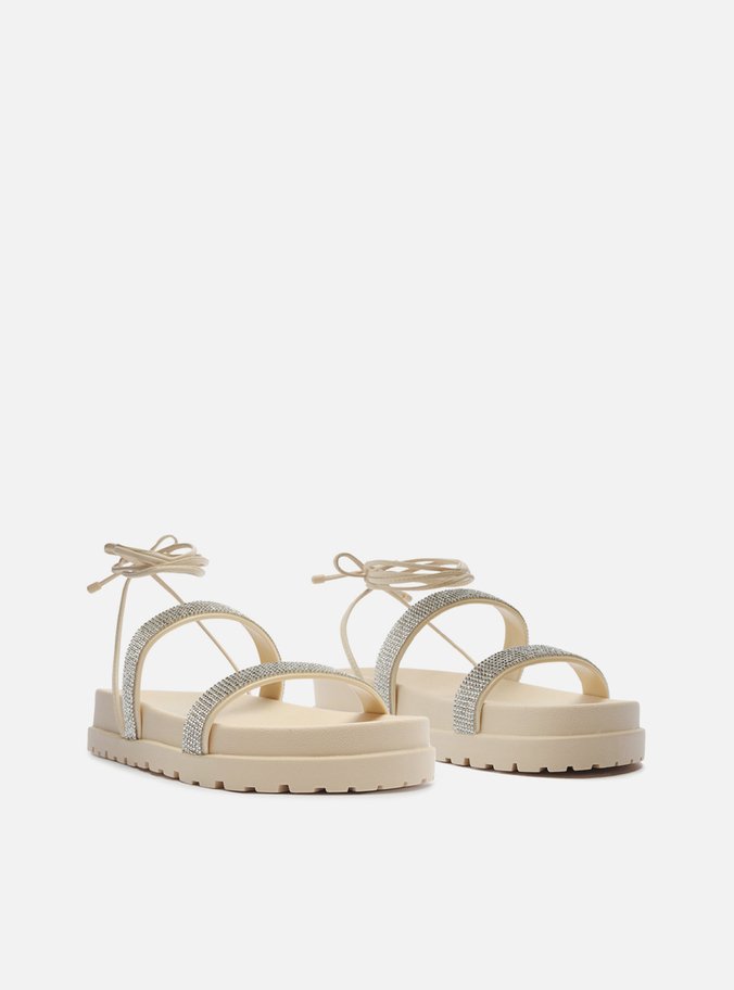 Sandália Nude Strass Flatform Luna Amarração