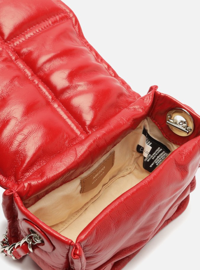 Bolsa Tiracolo Vermelha Couro Puffy Pequena
