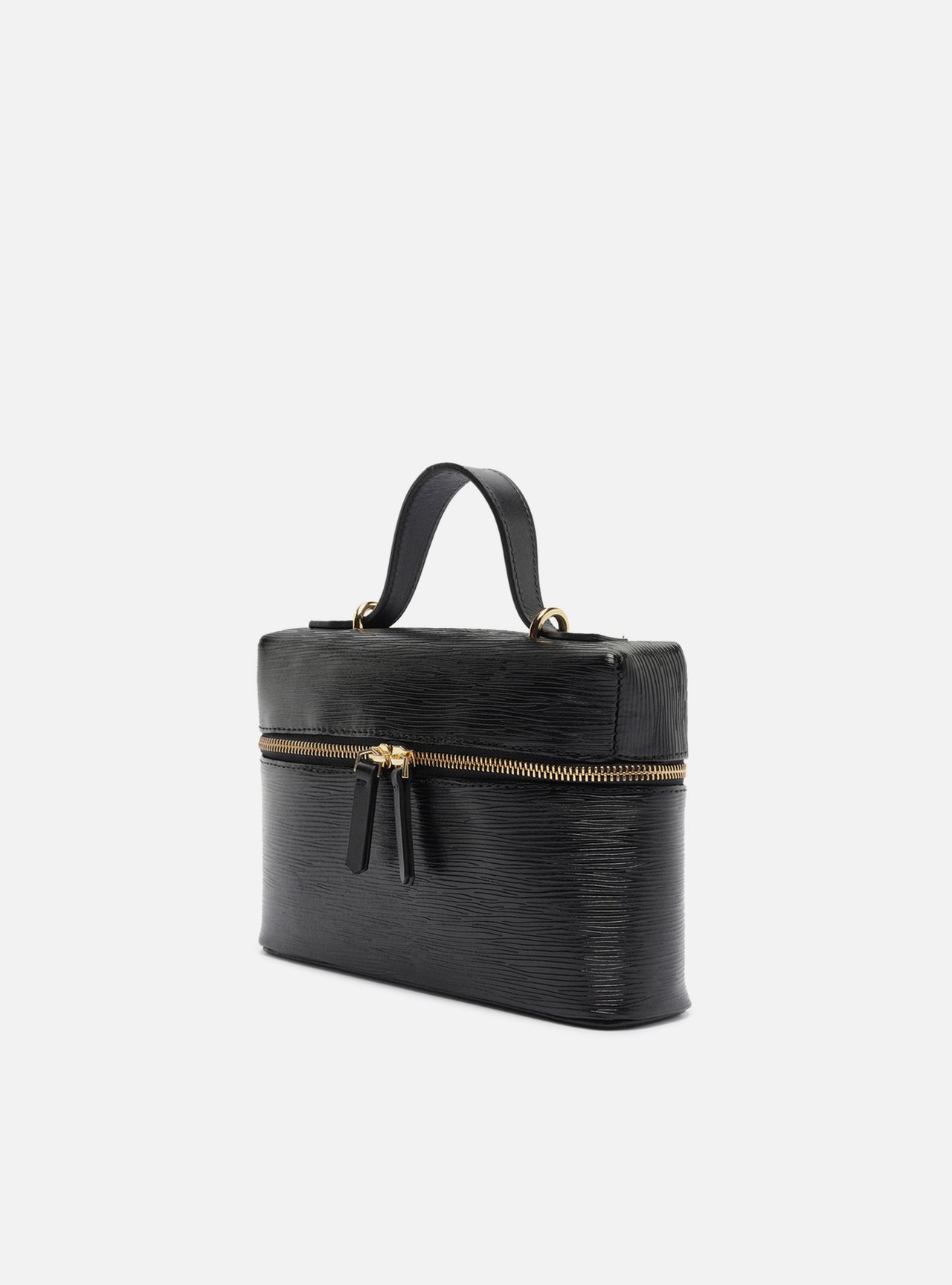 Bolsa Tiracolo Preta Couro Média — foto 2