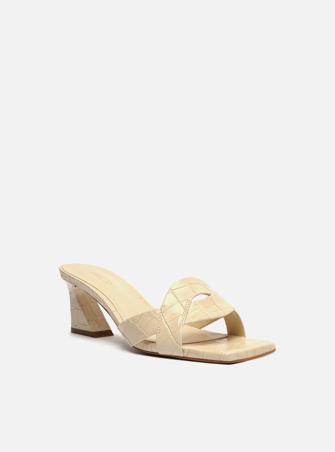 Sandália Off-White Croco Bico Quadrado Flare