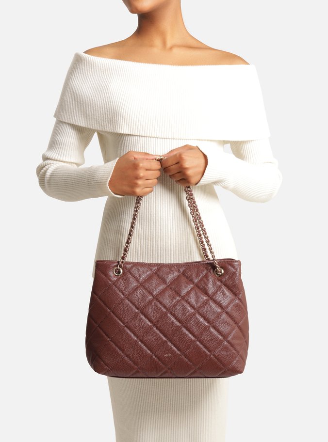 Bolsa Tote Marrom Couro Matelassê Gab Média