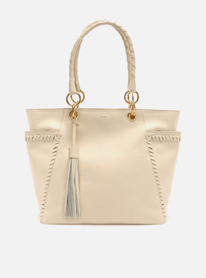 Bolsa Shopping Off-White Couro Grande Trançada Barbicacho