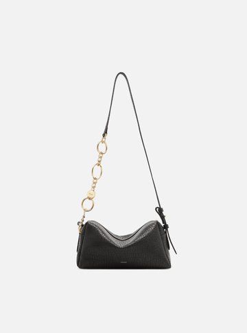Bolsa Tiracolo Couro Preta Pequena