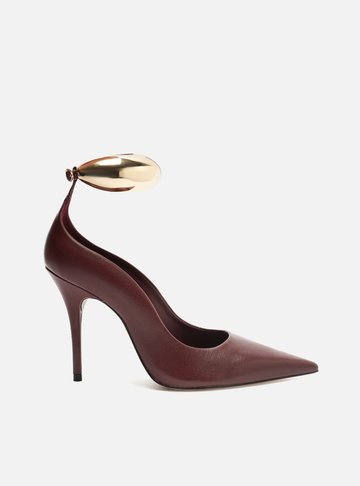 Scarpin Vermelho Couro Salto Fino Tira Silvia Braz