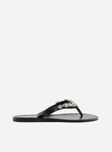 Rasteira Preta Flip Flop Pedrarias