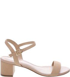 Sandália Acamurçados Salto Bloco Baixo True Nude