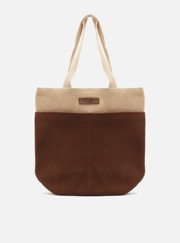 Arezzo — Bolsa Shopping Marrom Crochê Grande