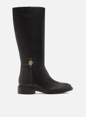 Bota Preta Couro Cano Longo Montaria Medalha