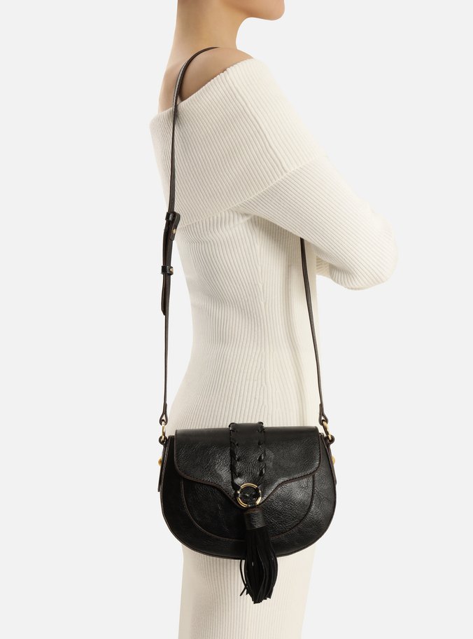 Bolsa Tiracolo Preta Média Franja