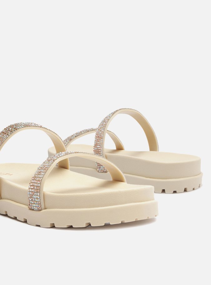 Sandália Rasteira Off-White Tratorada Strass Brizza