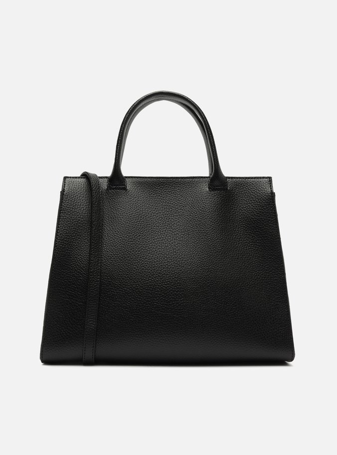 Bolsa Tote Preta Grande Detalhe Camurça