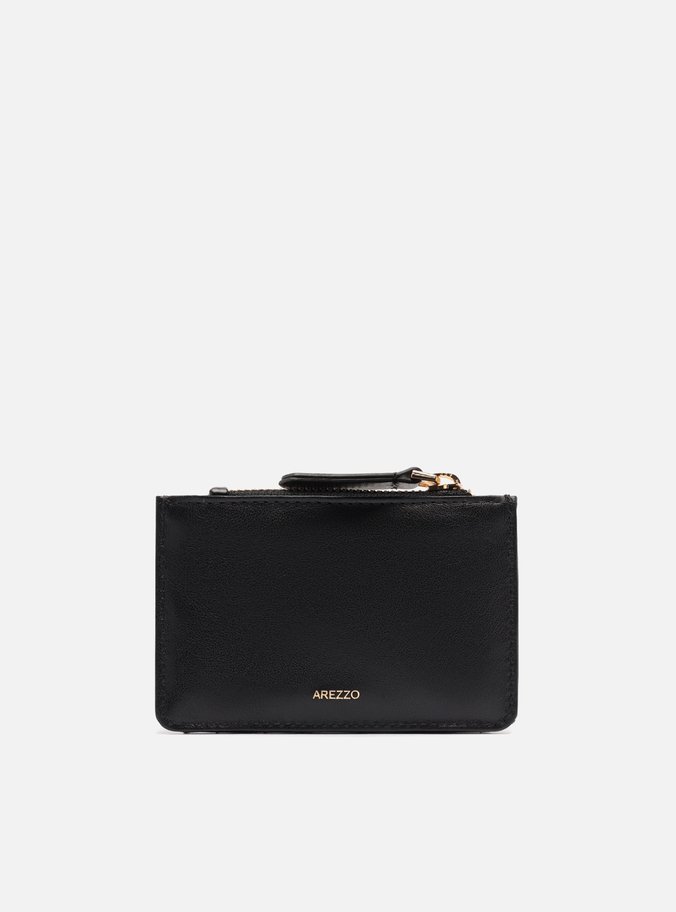 Porta-Cartão Preto Couro Matelassê Zíper