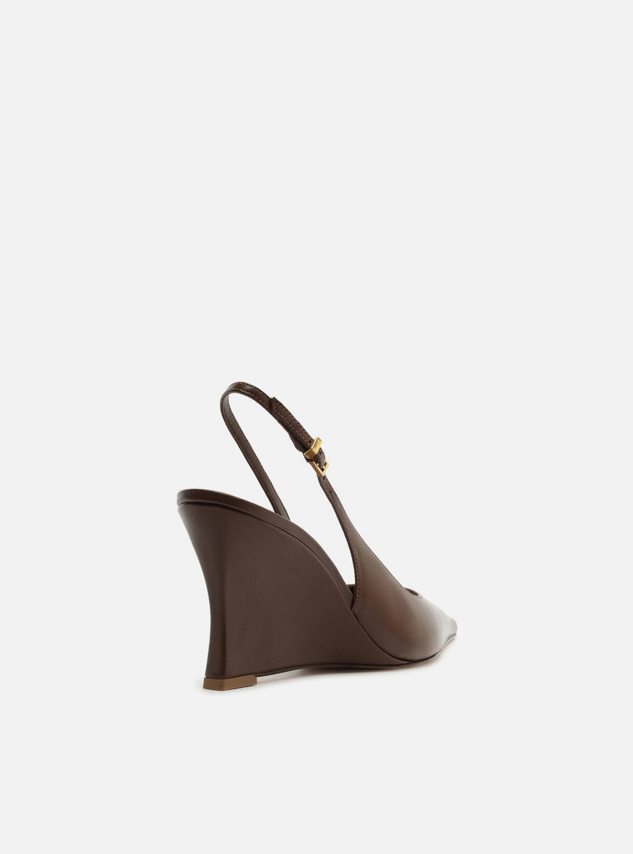 Scarpin Marrom Couro Salto Alto Anabela Slingback — foto 3