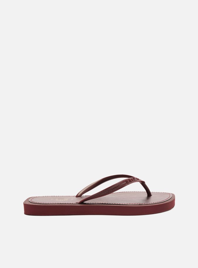 Chinelo de Dedo Vermelho Metal Recouro Flash