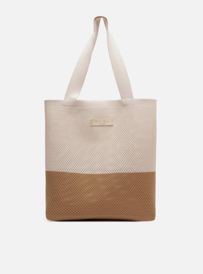 Bolsa Shopping Bege Duo Crochê Média Brizza
