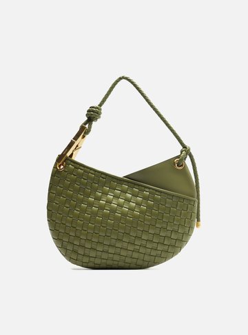 Bolsa Tiracolo Verde Couro Média Maia Tressê