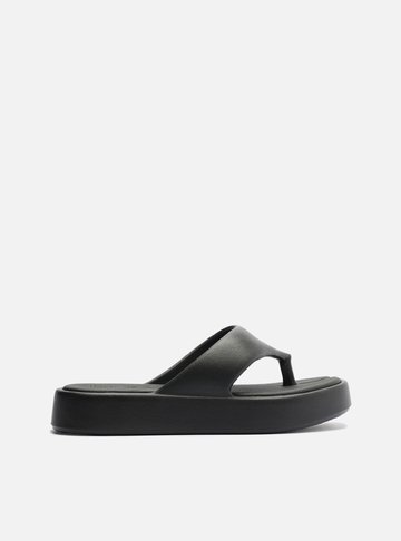Sandália Preta Flatform Tira Larga