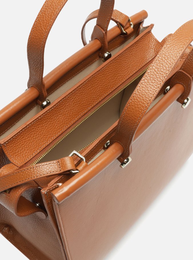 Bolsa Shopping Marrom Couro Fontana Grande