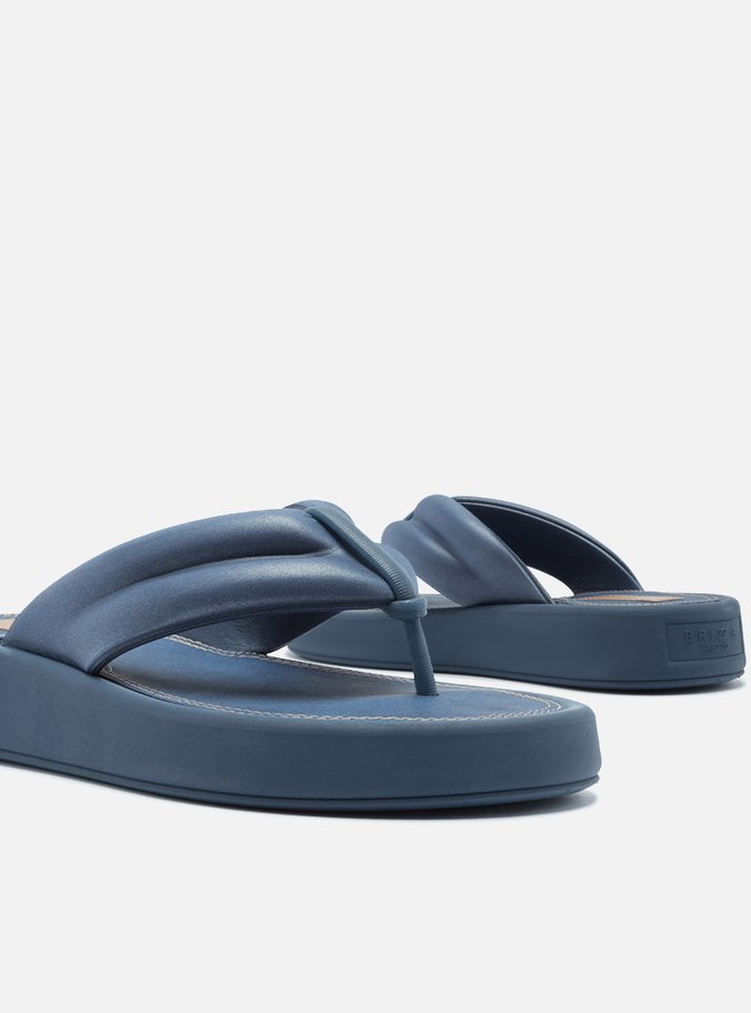 Sandália Azul Denim Tiras Largas Flatform Kim