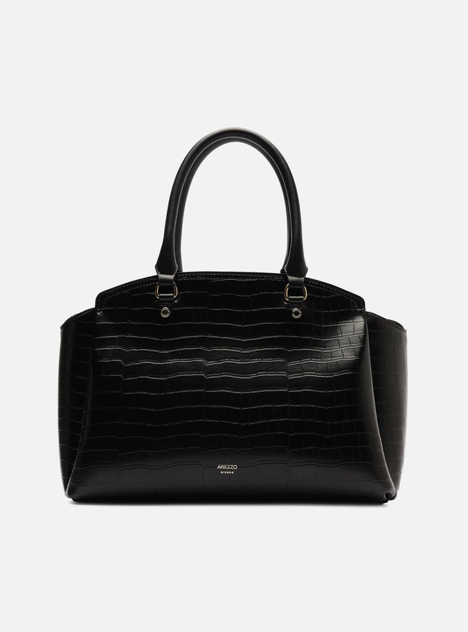 Bolsa Tote Preta Croco Grande Textura
