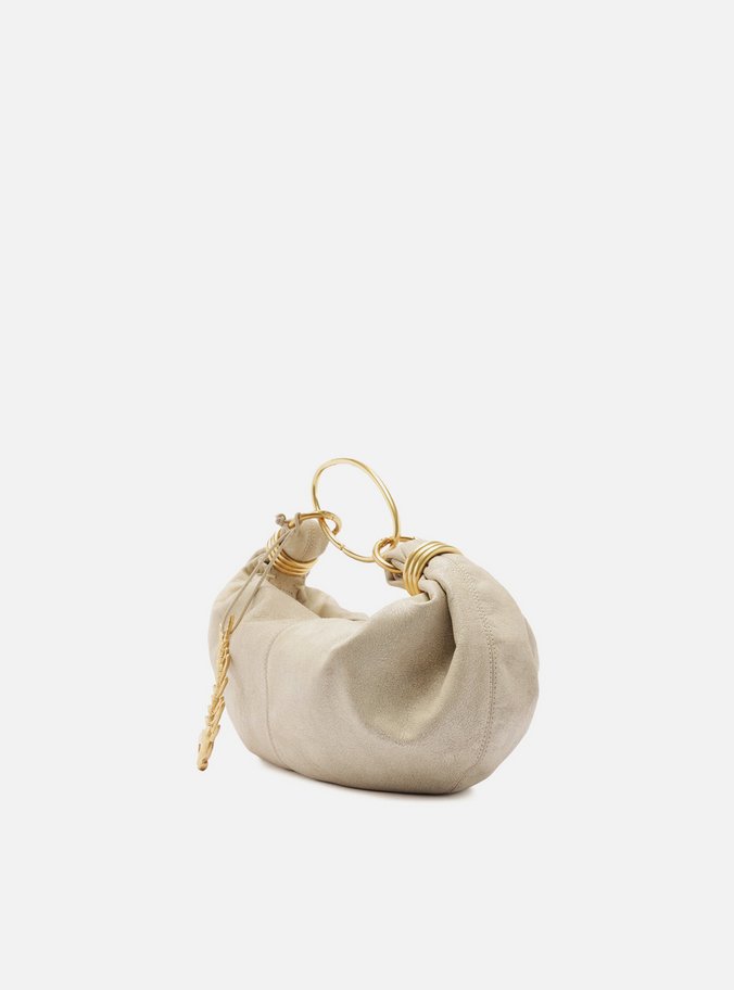 Bolsa Tiracolo Branca Couro Média Metais