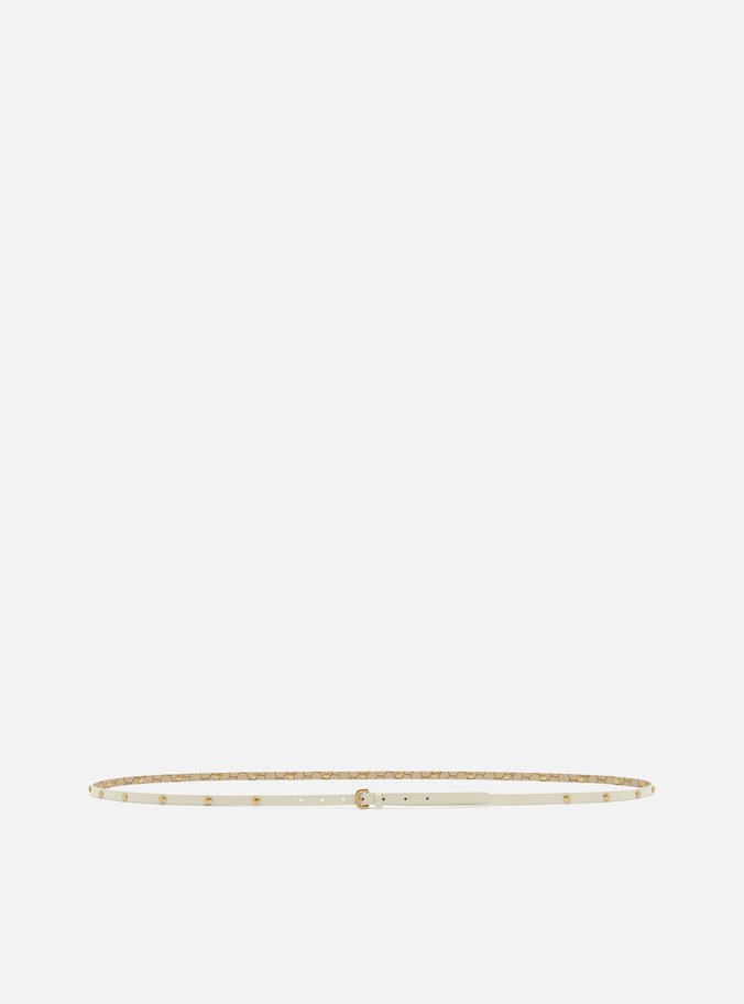Cinto Off-White Couro Cintura Fino