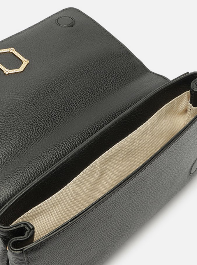 Bolsa Tiracolo Preta Couro Média Alça Curta