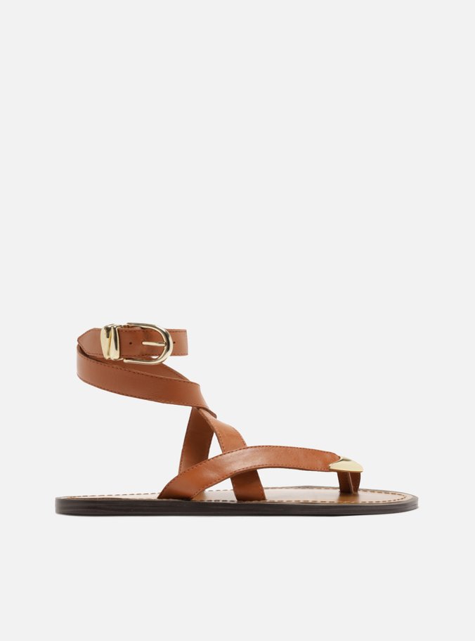 Sandália Rasteira Laranja Tiras Cruzadas