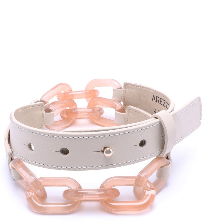 Cinto Branco Couro Mila Corrente Off-White