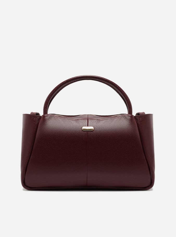 Bolsa Tote Vinho Couro Grande Tag Metal