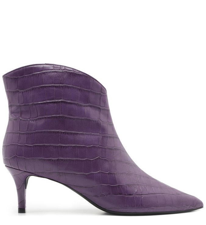 Bota Cano Curto Roxa Croco Salto Fino Real Purple