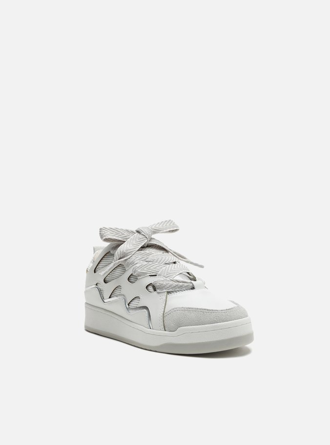 Tênis Branco Multimaterial Bico Redondo Curve