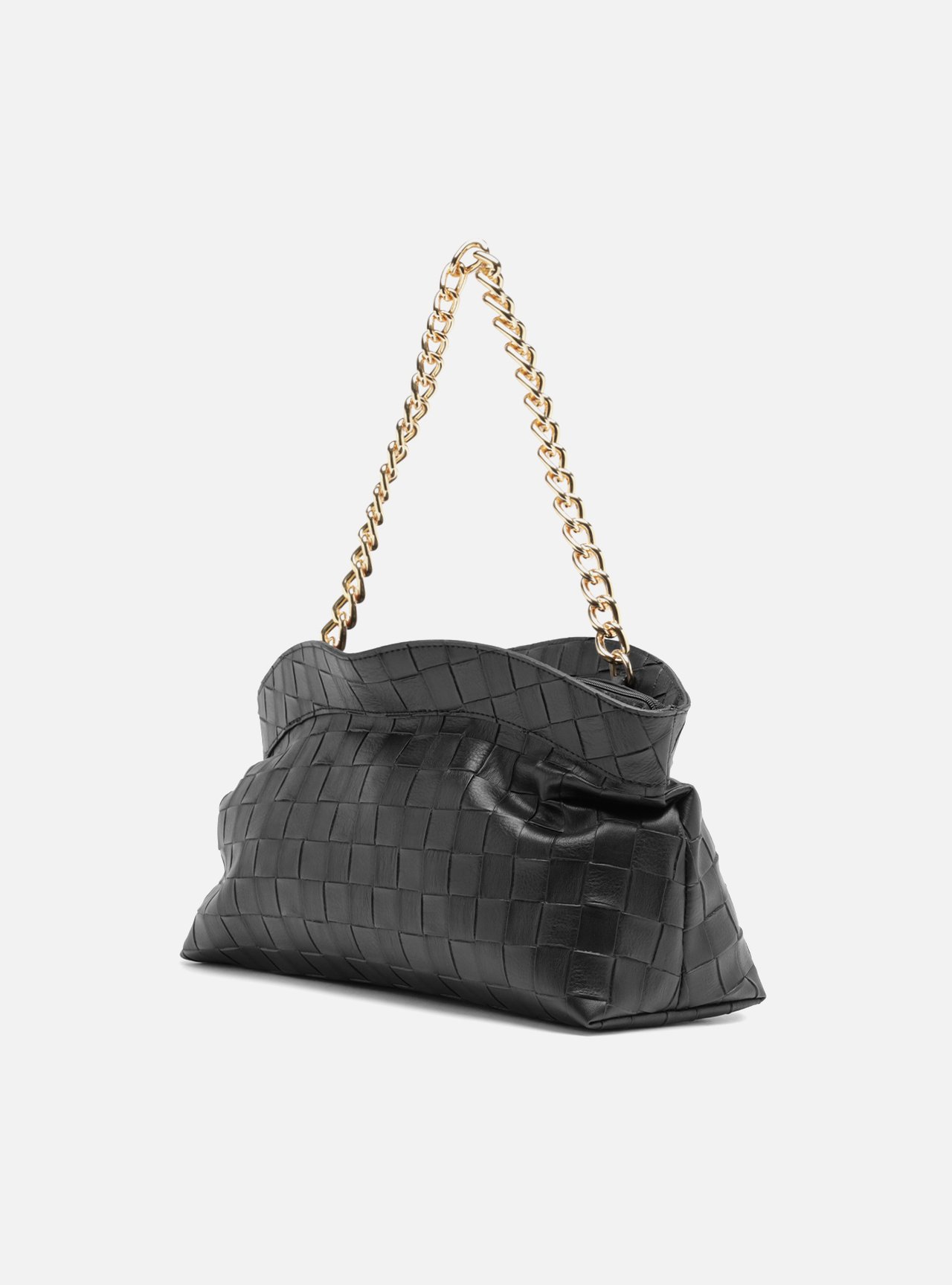 Bolsa Shoulder Preta Média Tressê Alça Corrente — foto 2