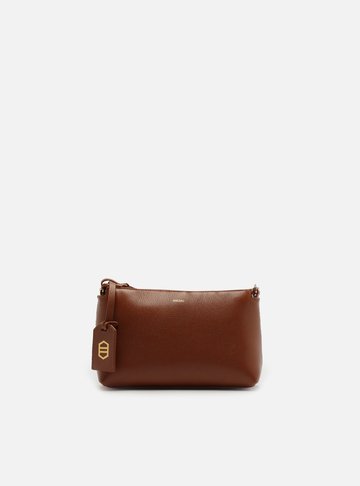 Bolsa Tiracolo Marrom Couro Pequena Alça Corrente