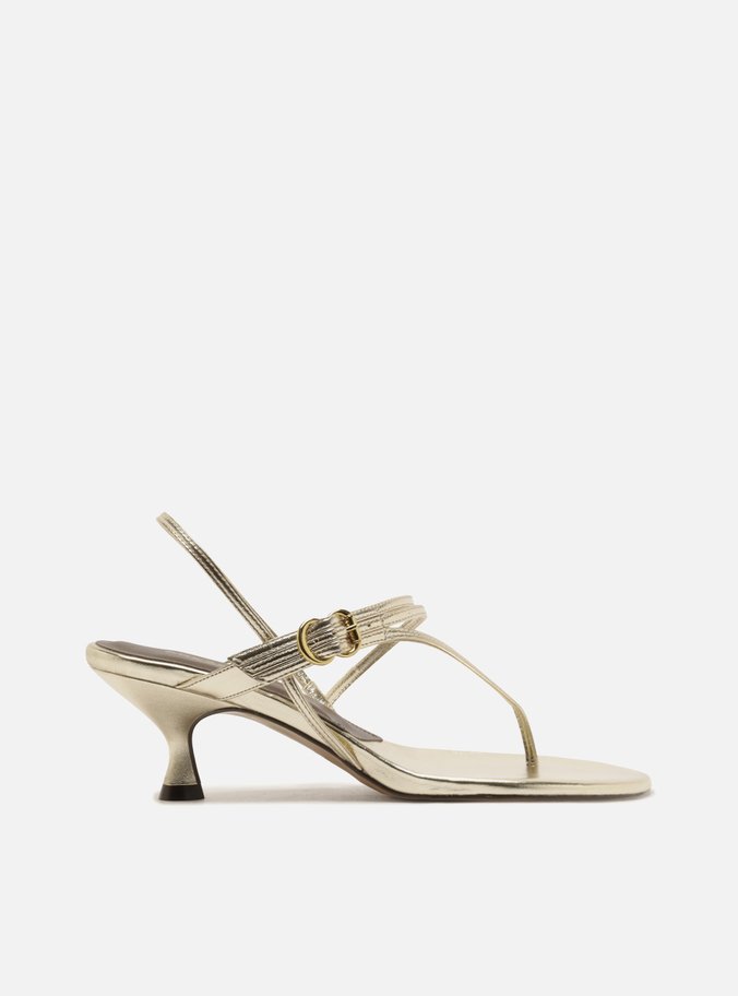 Sandália Marrom Salto Bloco Fivela Tiras Slingback